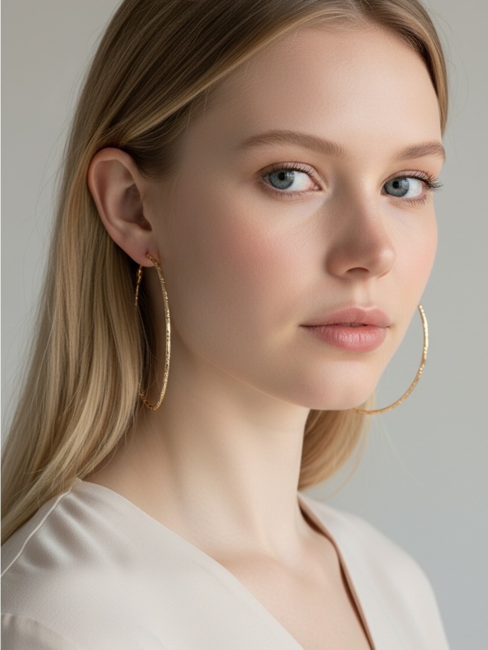 10/3 Jessica Simpson Gold Textured Large Hoop Earrings